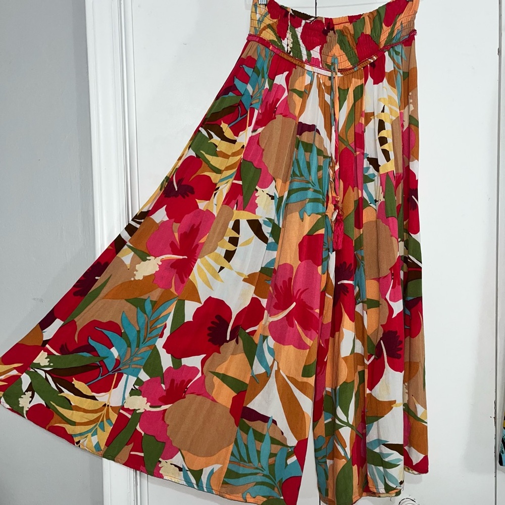 True Destinations Palazzo Pants Ankle Length Resortwear Tropical Print - Picture 10 of 10